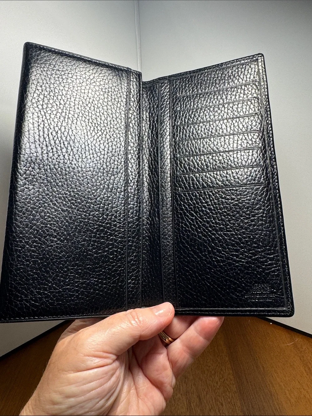 Versace Black Leather Wallet with Gold Medallion